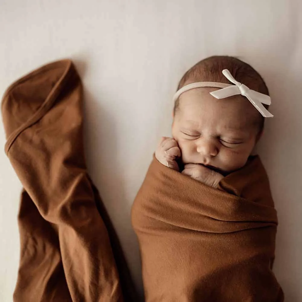 Bronze Organic Jersey Wrap & Beanie Set - Image 6