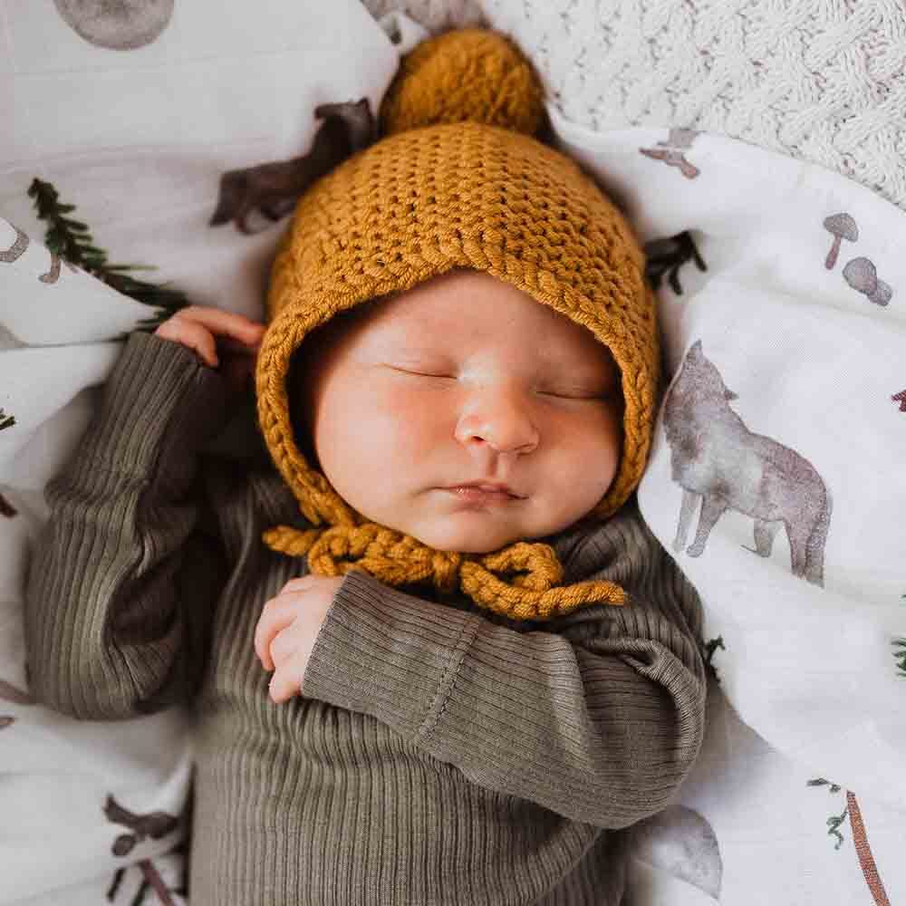Bronze Merino Wool Bonnet & Booties - Image 6