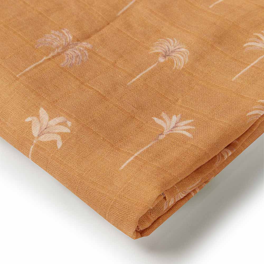 Bronze Palm Muslin Wrap Birth Announcement Set - Image 2