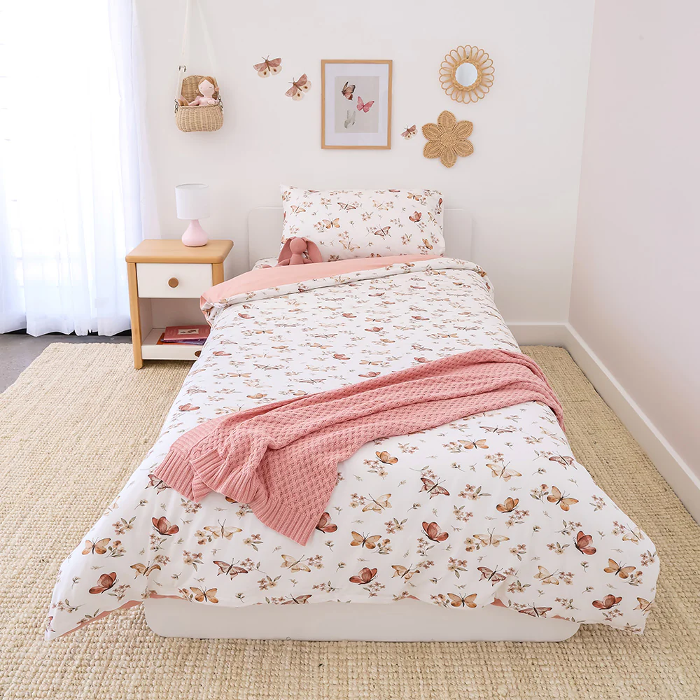 Bundle - Butterfly Double Bedding - 1 x Sheet + 1 x Quilt Cover + 2 x Pillowcases - Image 3