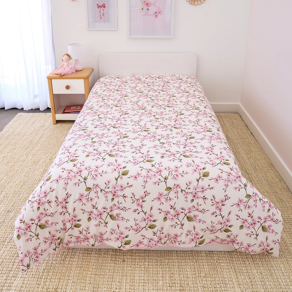 Bundle - Cherry Blossom Double Bedding - 1 x Sheet + 1 x Quilt Cover + 2 x Pillowcases - Image 3