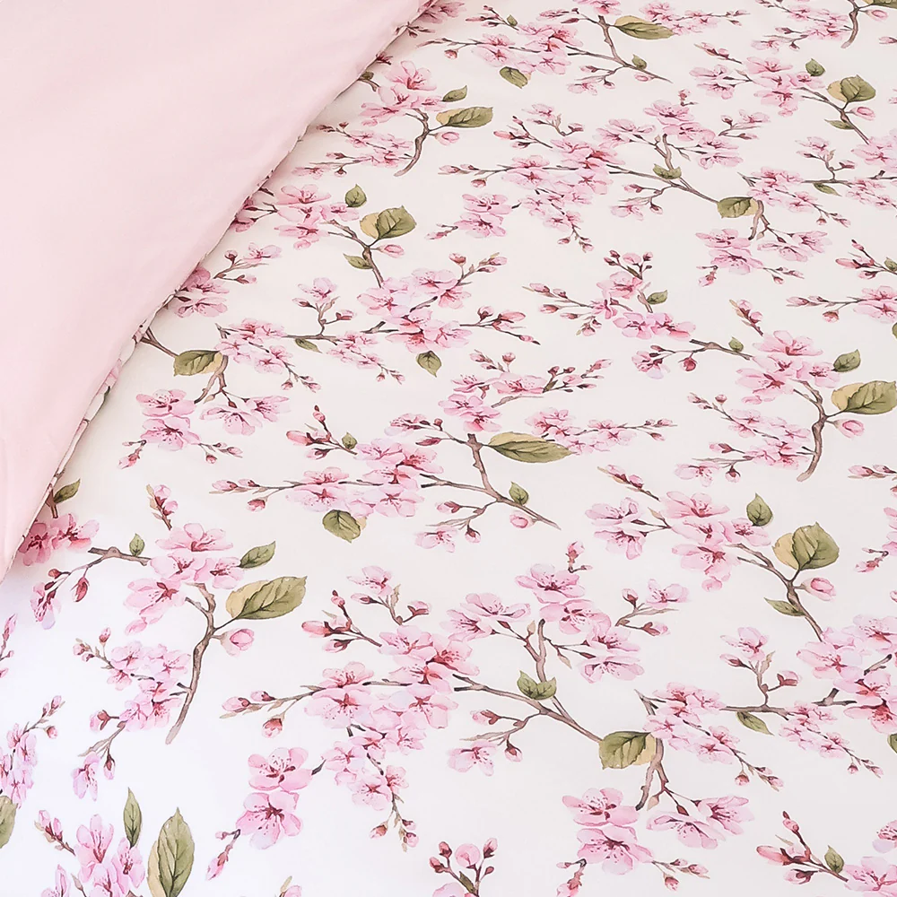 Bundle - Cherry Blossom Double Bedding - 1 x Sheet + 1 x Quilt Cover + 2 x Pillowcases - Image 4