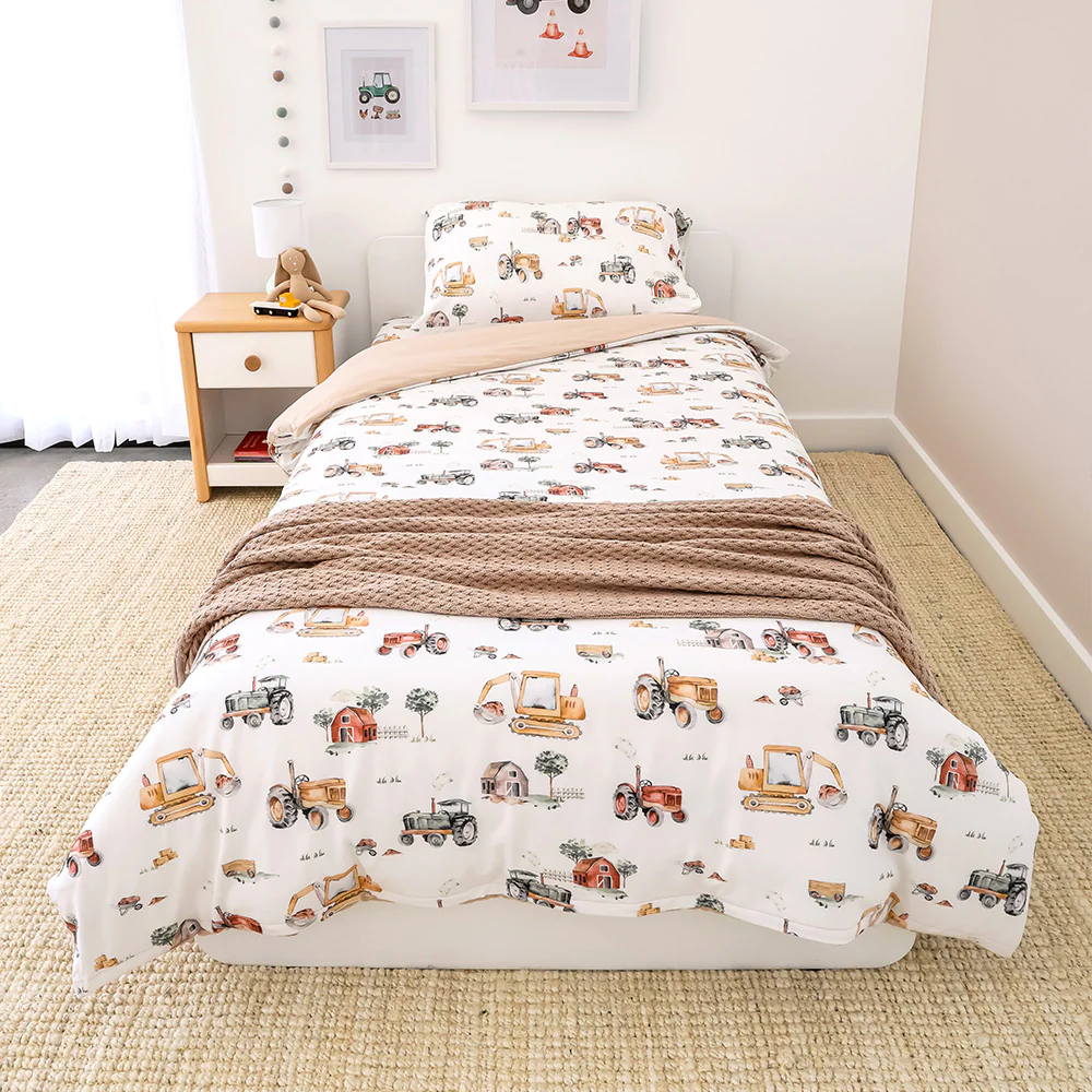 Bundle - Diggers & Tractors Single Bedding - 1 x Sheet + 1 x Quilt Cover + 1 x Pillowcase - Image 3
