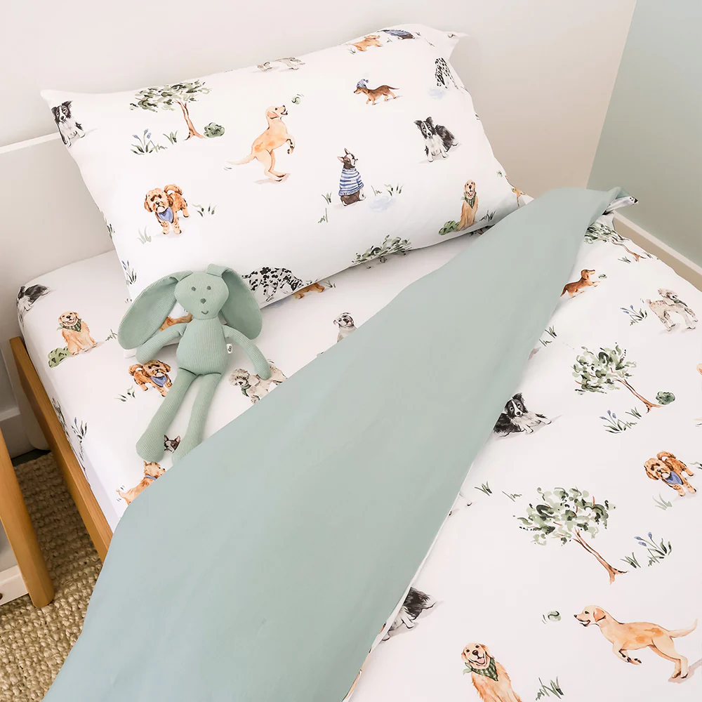 Bundle - Dog Park King Single Bedding - 1 x Sheet + 1 x Quilt Cover + 1 x Pillowcase - Image 2