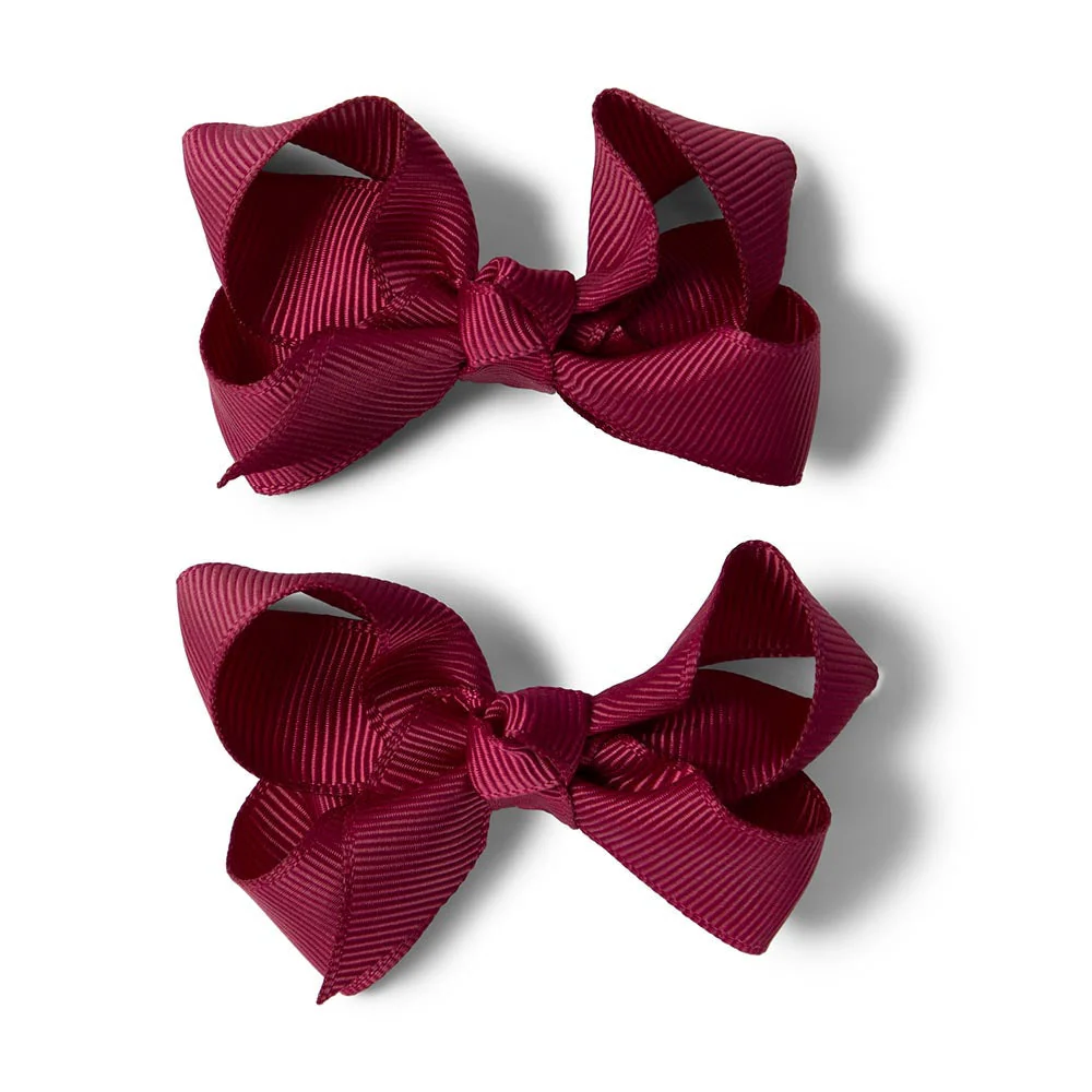 Burgundy Piggy Tail Hair Clips - Pair - Image 2
