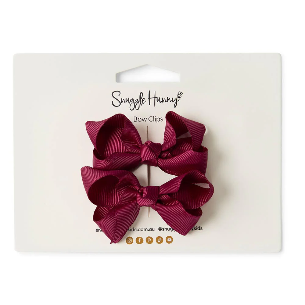 Burgundy Piggy Tail Hair Clips - Pair - Image 3