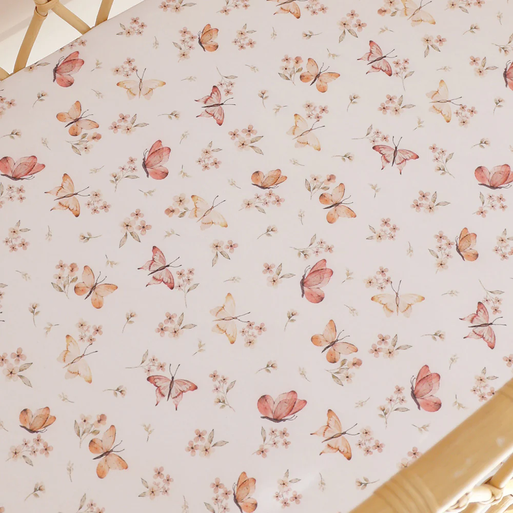 Butterfly Organic Bassinet Sheet / Change Pad Cover - Image 2