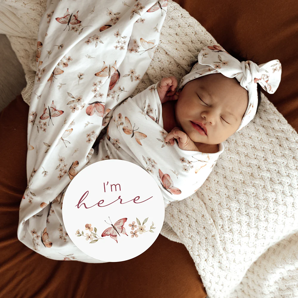 Butterfly Organic Jersey Wrap & Topknot Set - Image 6