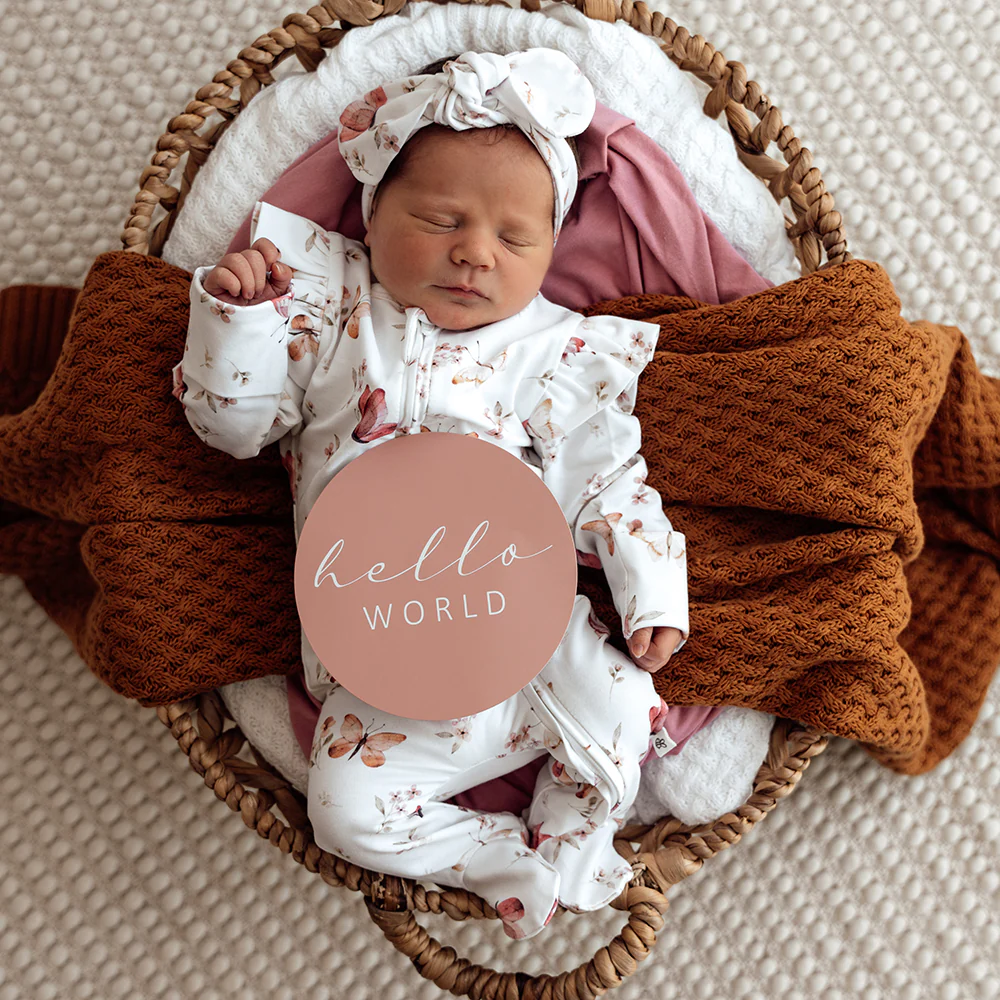 Butterfly Organic Snuggle Sleepsuit Zip Footie with Frill - Image 8