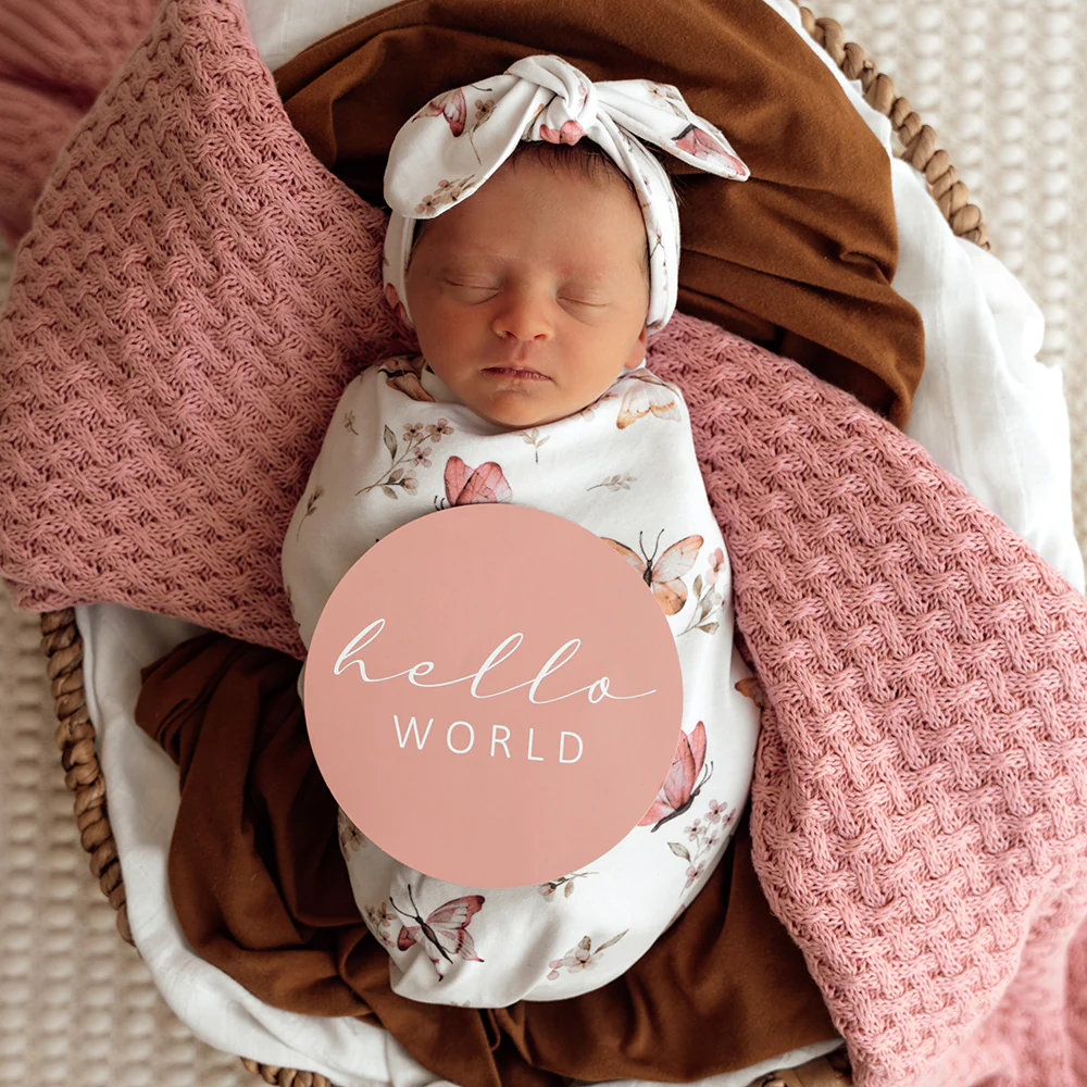 Butterfly Organic Snuggle Swaddle & Topknot Set - Image 4