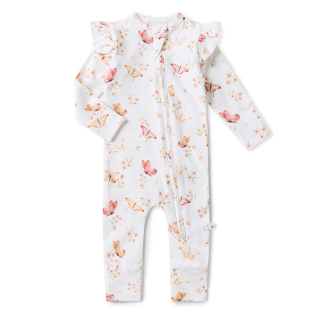 Butterfly Organic Snugglesuit Convertible Romper with Frill - Image 2