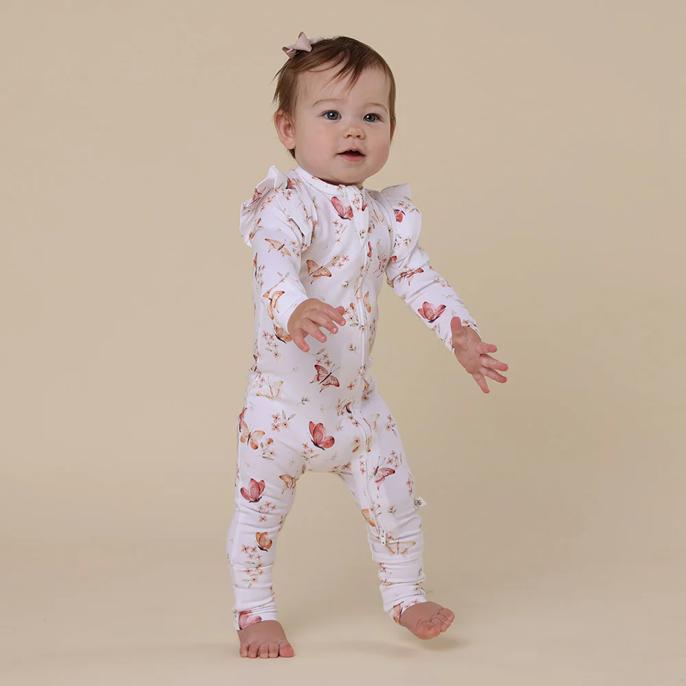 Butterfly Organic Snugglesuit Convertible Romper with Frill - Image 5