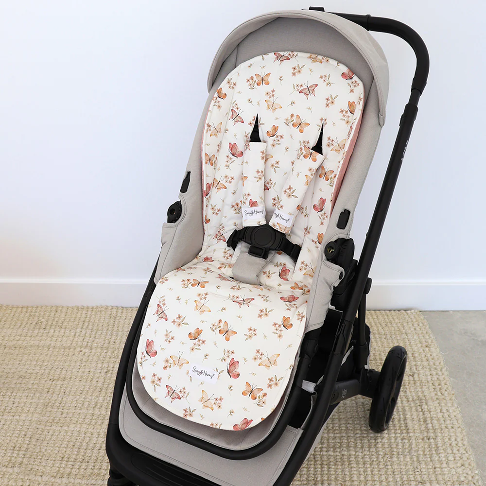 Bundle - Butterfly Pram Liner & Strap Cover Set - Image 2