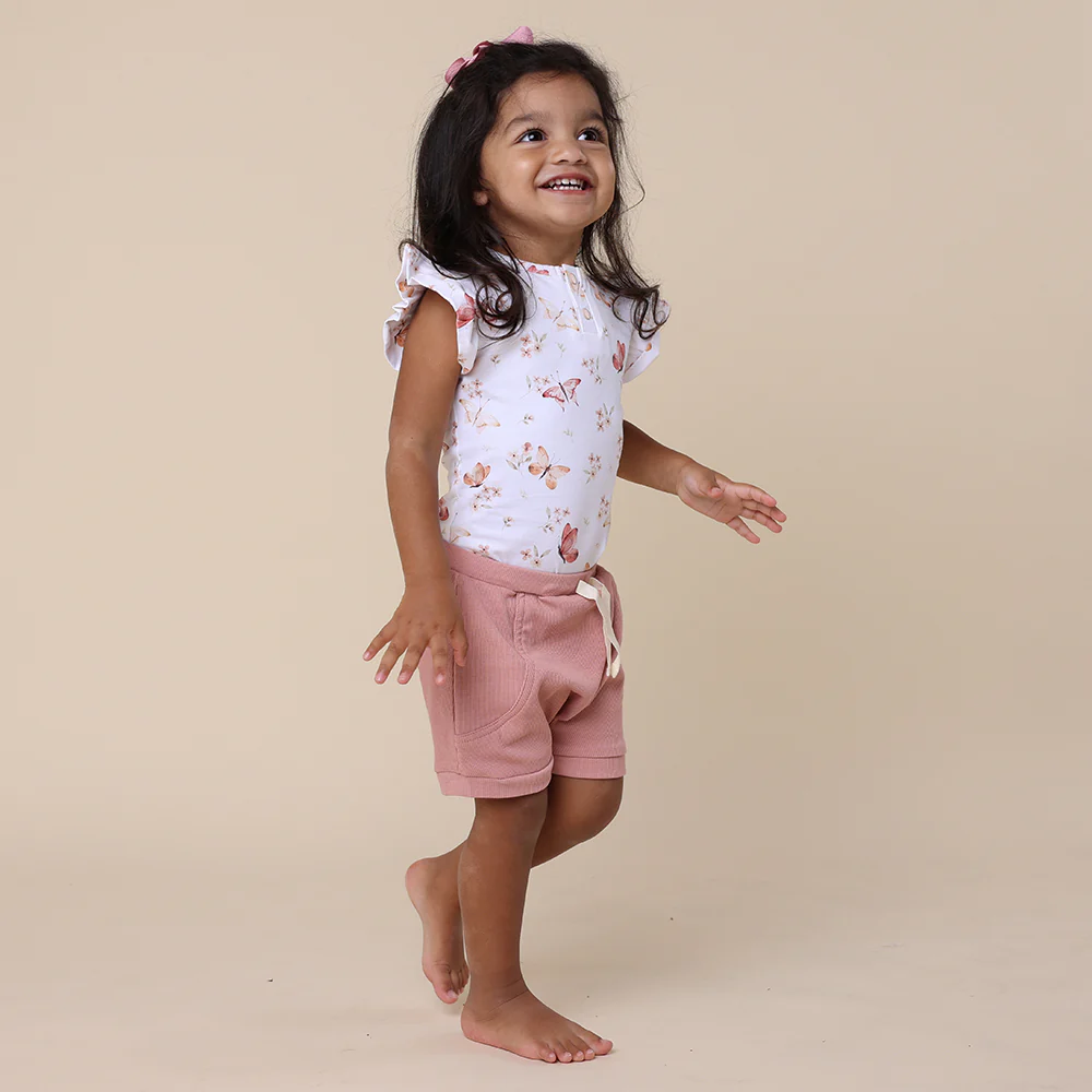 Butterfly Short Sleeve Organic Bodysuit with Frill - Image 6