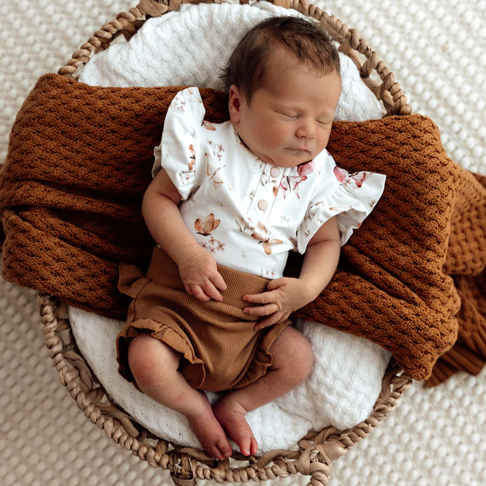 Butterfly Short Sleeve Organic Bodysuit with Frill - Image 7