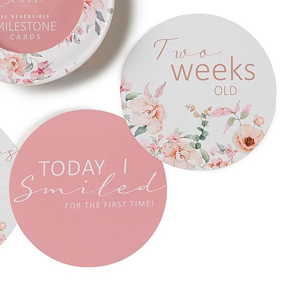 Camille & Jewel Pink Reversible Milestone Cards - Image 4