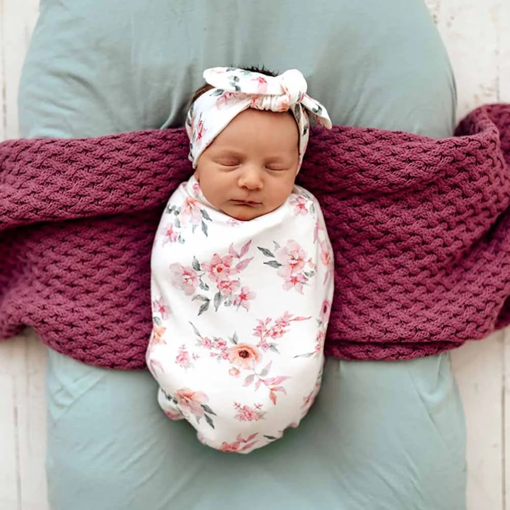 Camille Organic Snuggle Swaddle & Topknot Set - Image 3