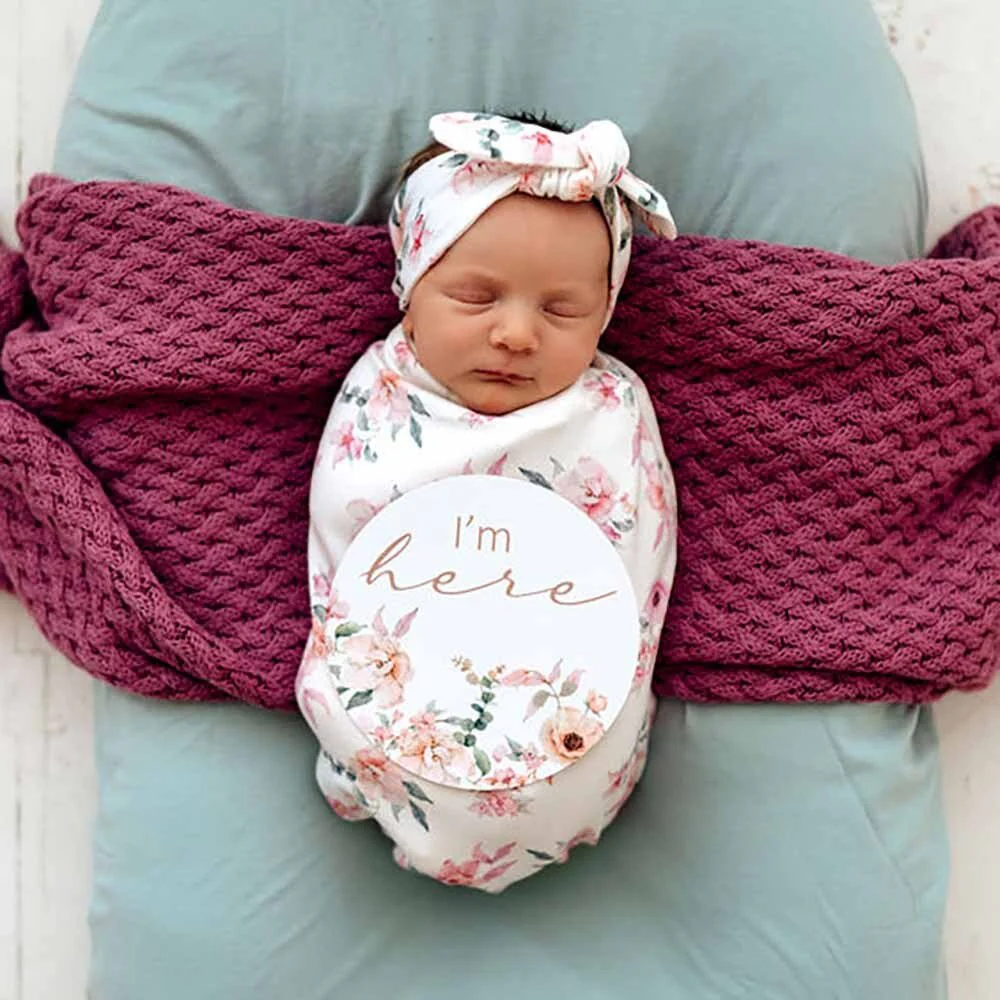Camille Organic Snuggle Swaddle & Topknot Set - Image 7