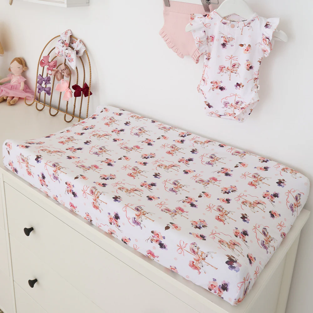 Carousel Organic Bassinet Sheet / Change Pad Cover - Image 3
