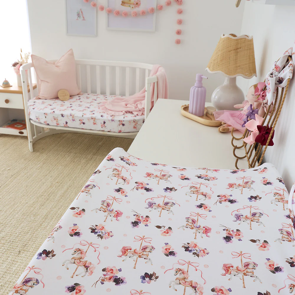 Carousel Organic Bassinet Sheet / Change Pad Cover - Image 5