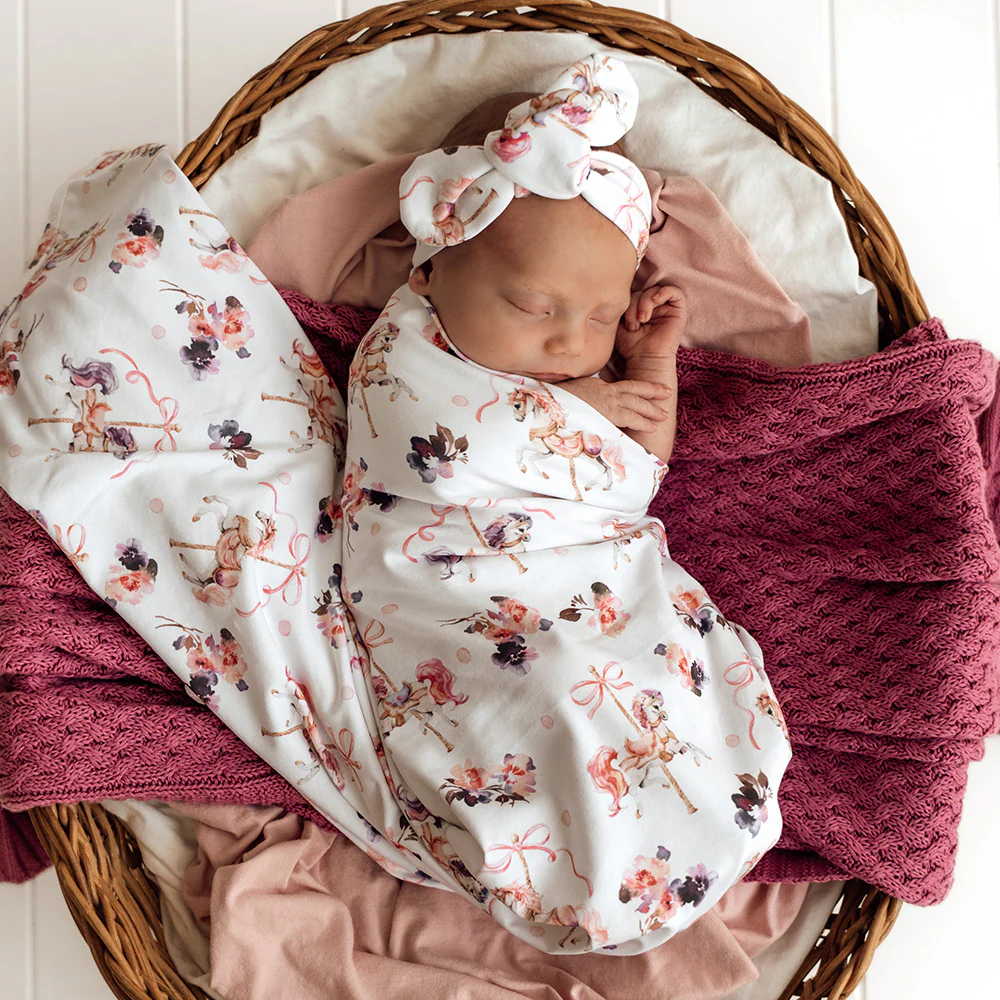 Carousel Organic Jersey Wrap & Topknot Set - Image 3