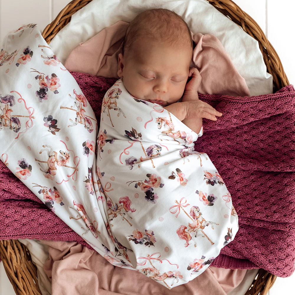 Carousel Organic Jersey Wrap & Topknot Set - Image 4