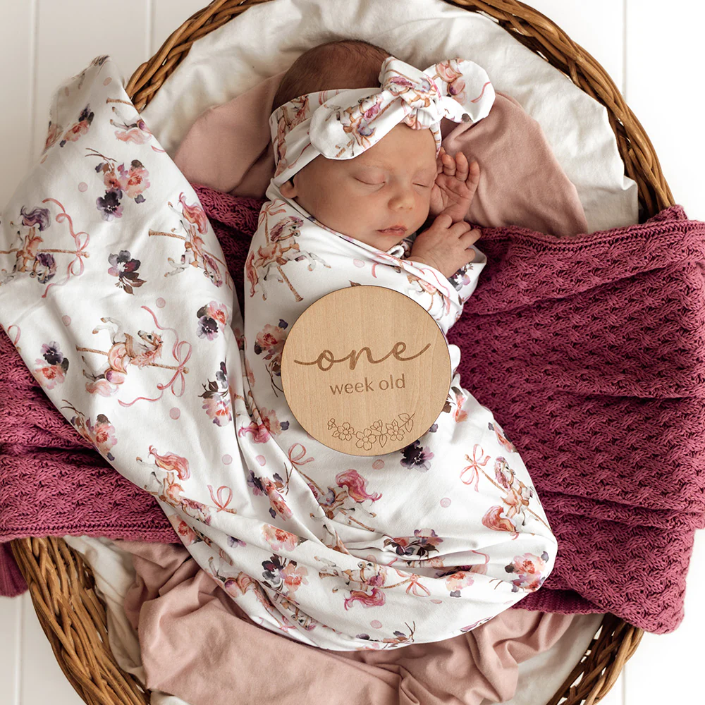 Carousel Organic Jersey Wrap & Topknot Set - Image 5