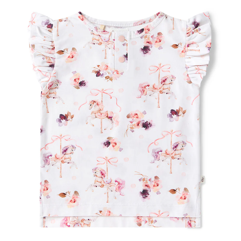 Carousel Organic Short Sleeve Top with Frill - Image 2