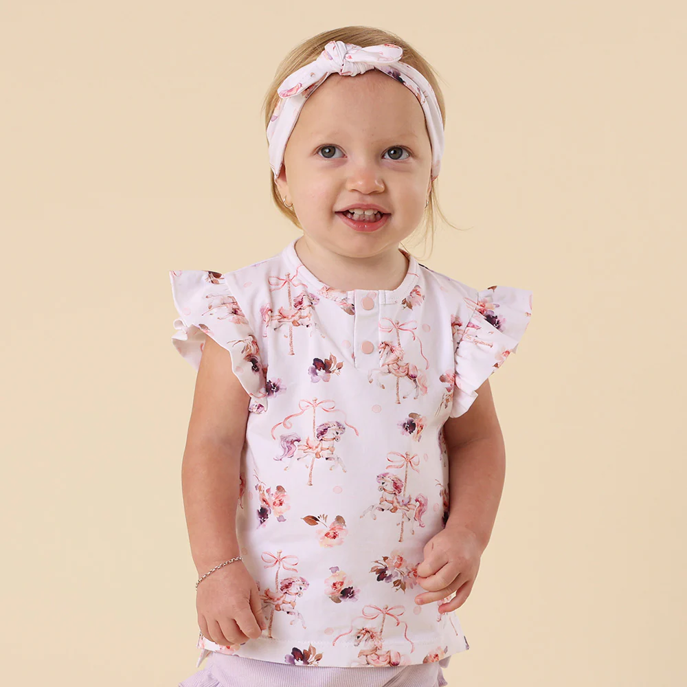 Carousel Organic Short Sleeve Top with Frill - Image 3