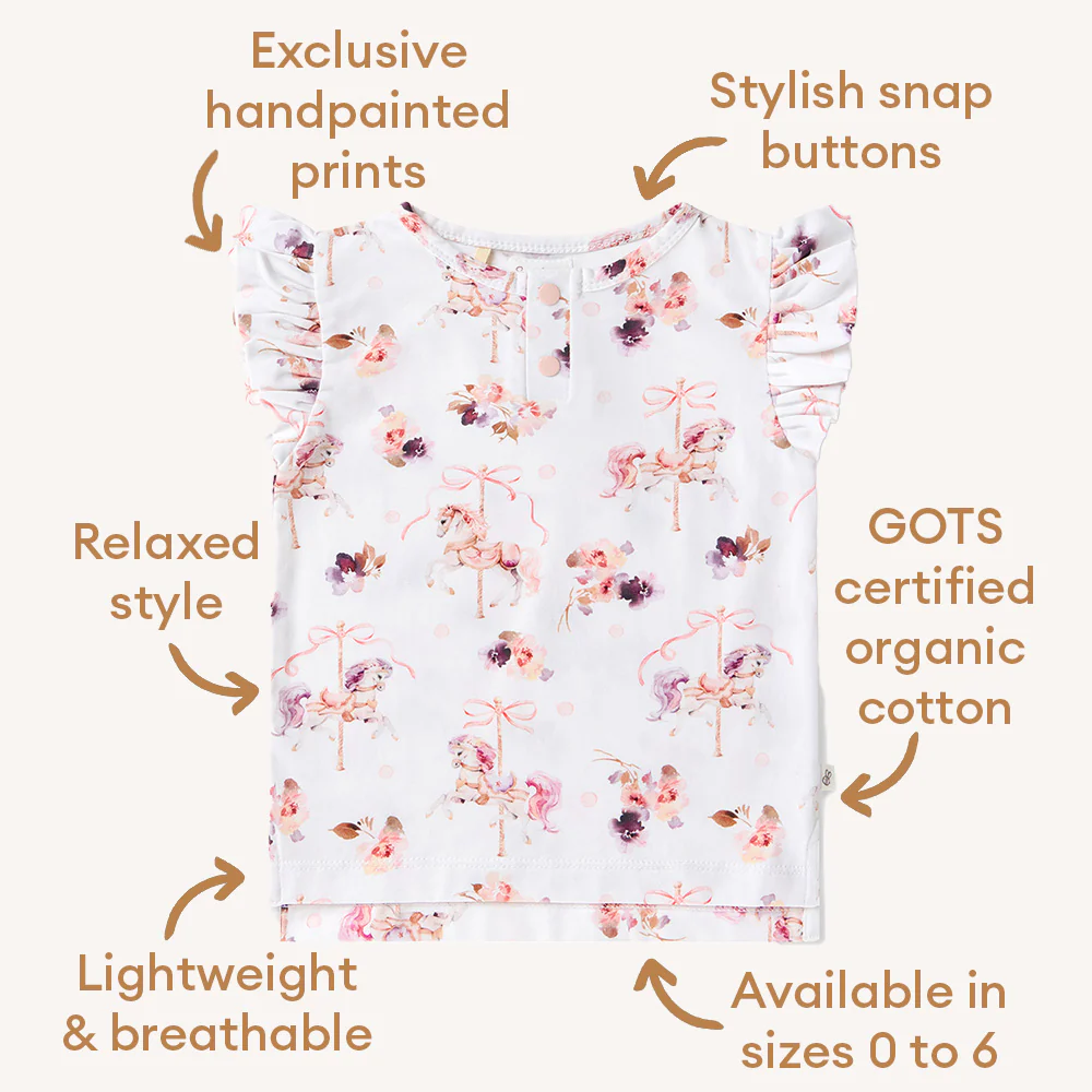 Carousel Organic Short Sleeve Top with Frill - Image 6