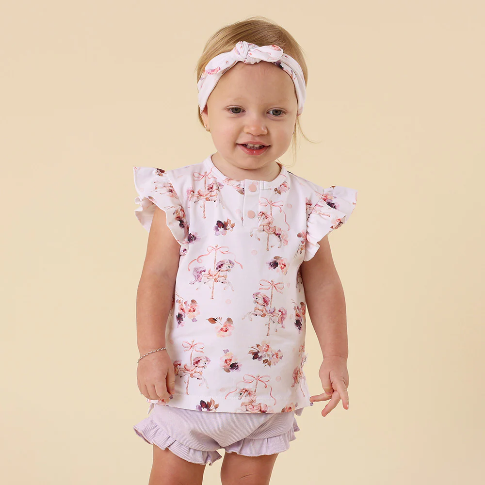 Carousel Organic Short Sleeve Top with Frill - Image 8