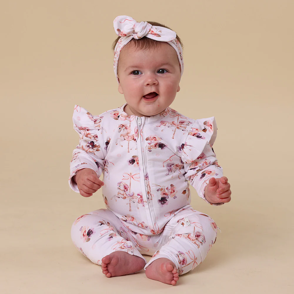 Carousel Organic Snugglesuit Convertible Romper with Frill - Image 11