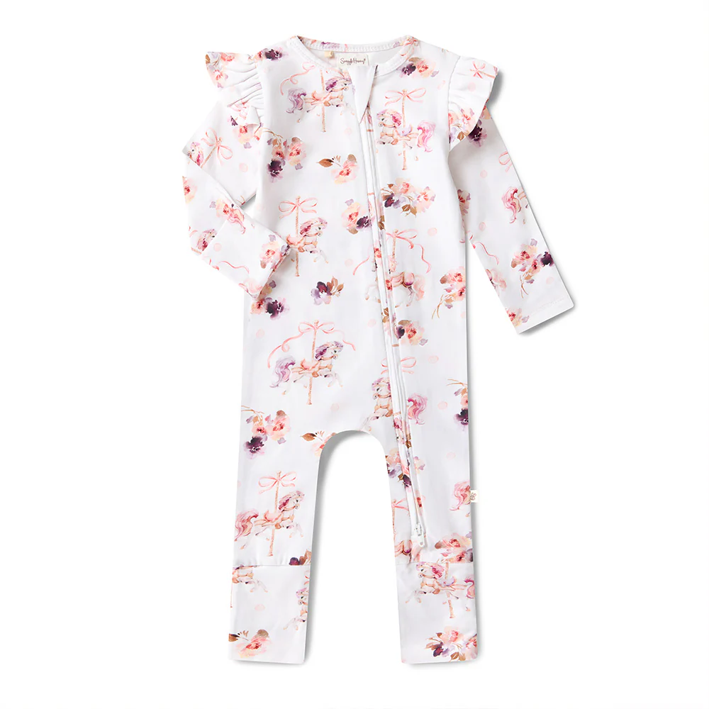 Carousel Organic Snugglesuit Convertible Romper with Frill - Image 2