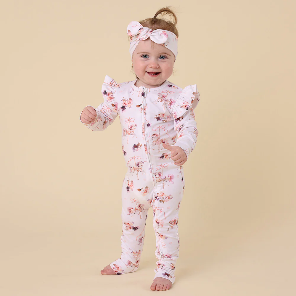 Carousel Organic Snugglesuit Convertible Romper with Frill - Image 3