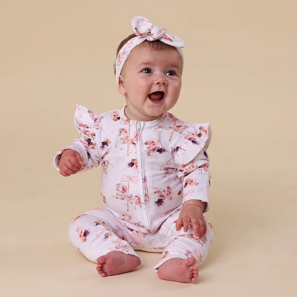 Carousel Organic Snugglesuit Convertible Romper with Frill - Image 4
