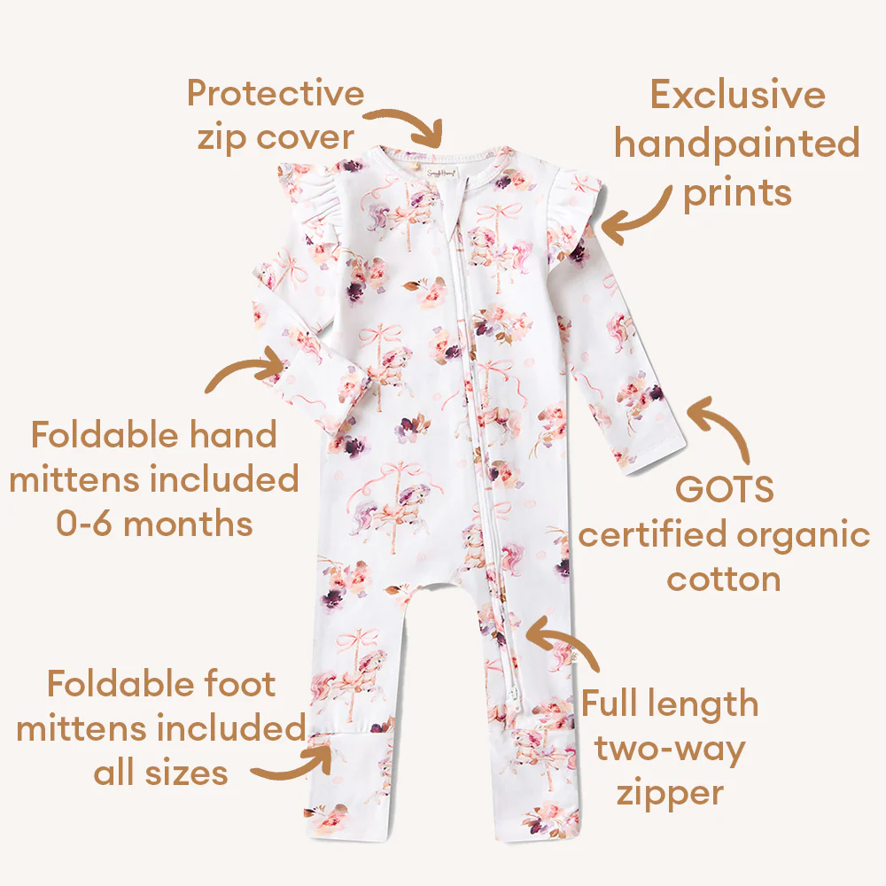 Carousel Organic Snugglesuit Convertible Romper with Frill - Image 7
