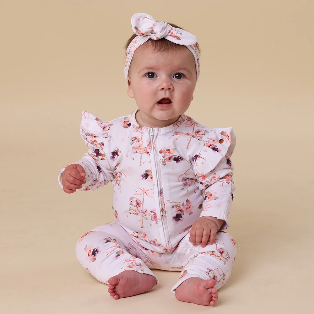 Carousel Organic Snugglesuit Convertible Romper with Frill - Image 8