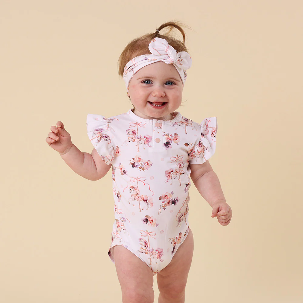 Carousel Short Sleeve Organic Bodysuit with Frill - Image 11