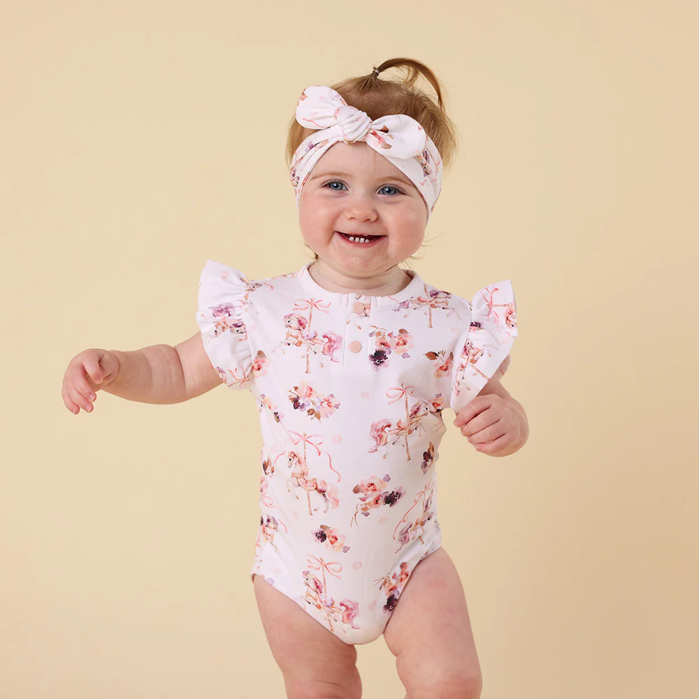 Carousel Short Sleeve Organic Bodysuit with Frill - Image 12