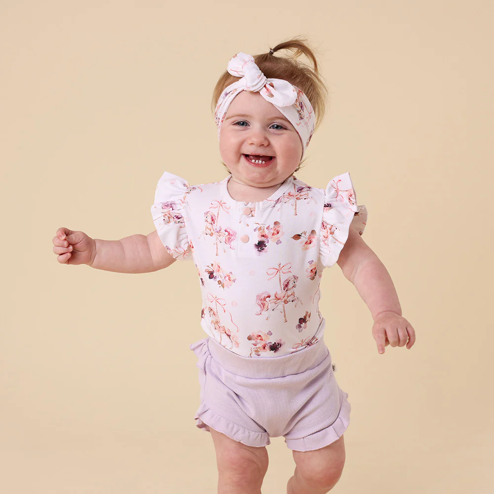 Carousel Short Sleeve Organic Bodysuit with Frill - Image 13