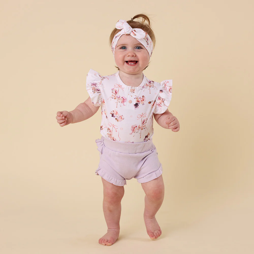 Carousel Short Sleeve Organic Bodysuit with Frill - Image 6