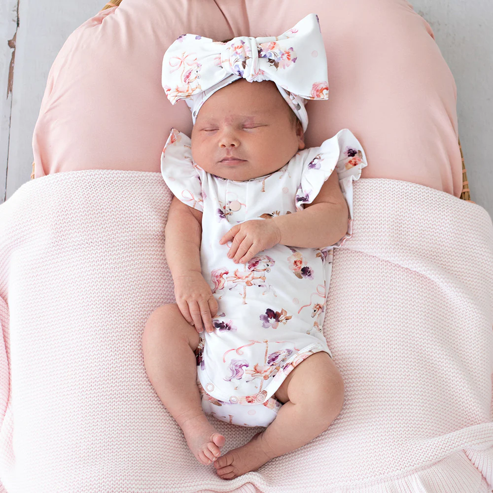 Carousel Short Sleeve Organic Bodysuit with Frill - Image 7