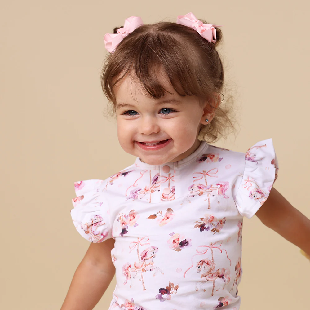 Carousel Short Sleeve Organic Bodysuit with Frill - Image 8