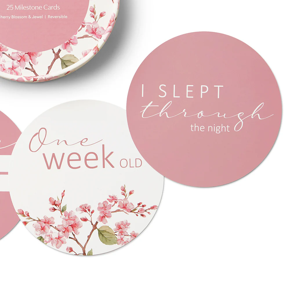 Cherry Blossom & Jewel Reversible Milestone Cards - Image 4