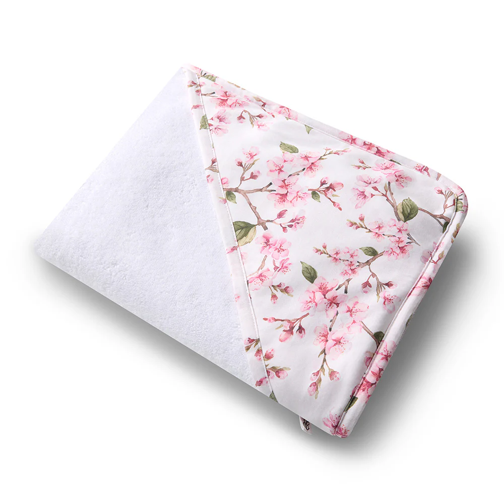 Cherry Blossom Organic Baby Towel & Wash Cloth Set - Image 3