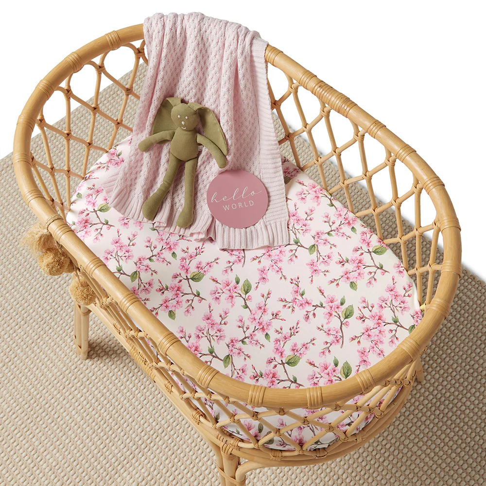 Cherry Blossom Organic Bassinet Sheet / Change Pad Cover - Image 11