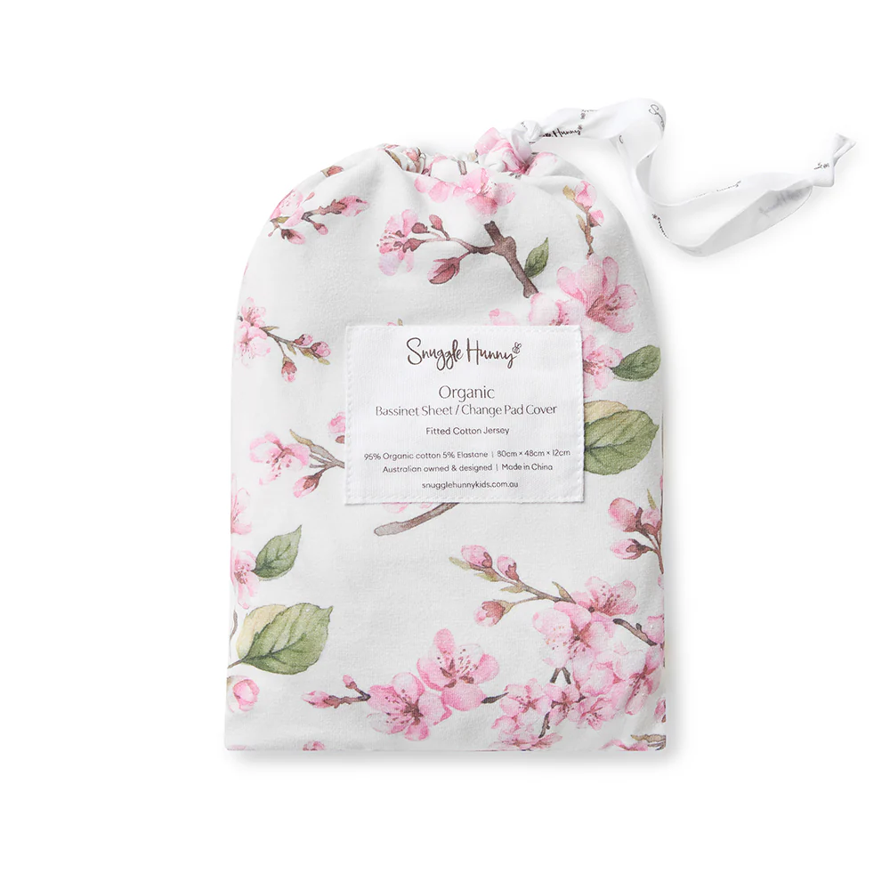 Cherry Blossom Organic Bassinet Sheet / Change Pad Cover - Image 12