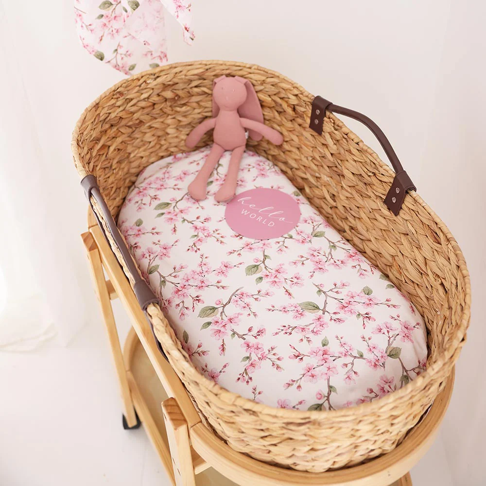 Cherry Blossom Organic Bassinet Sheet / Change Pad Cover - Image 3