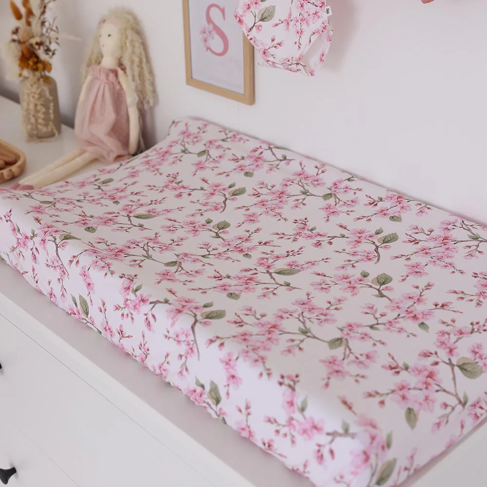 Cherry Blossom Organic Bassinet Sheet / Change Pad Cover - Image 7
