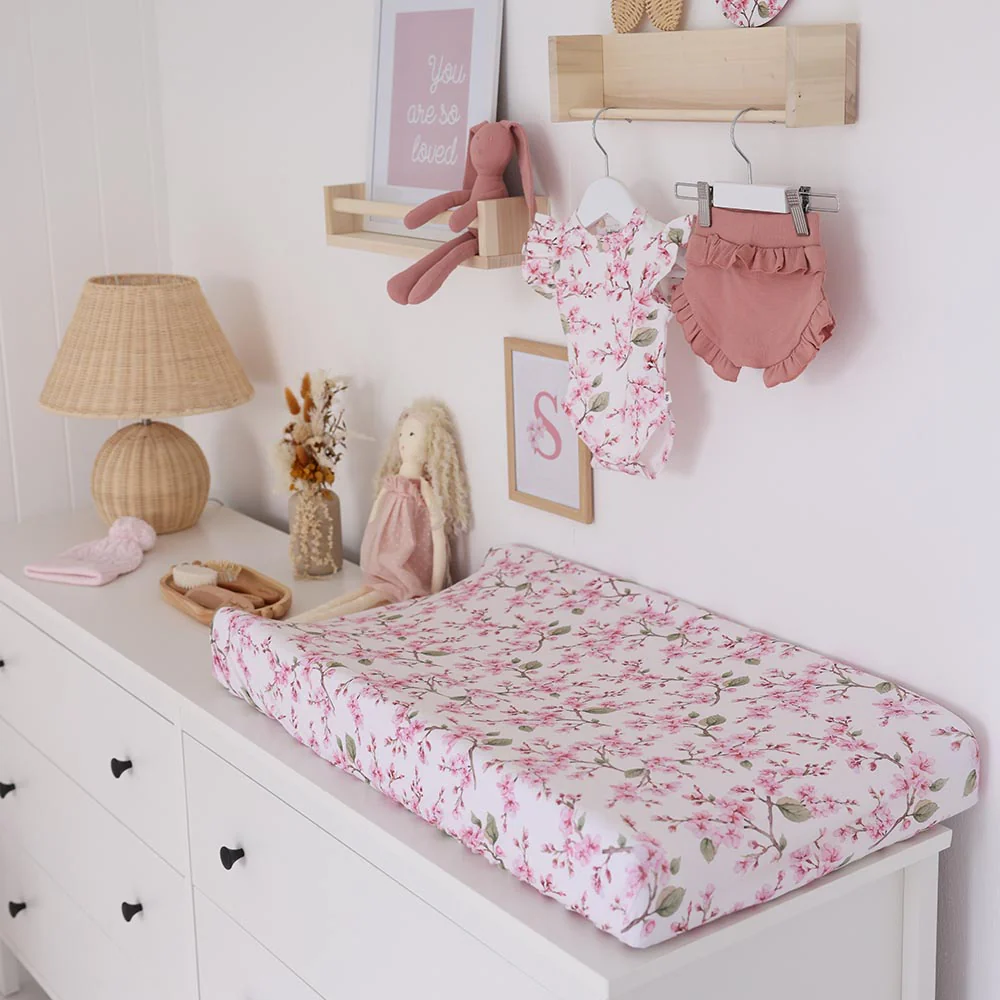 Cherry Blossom Organic Bassinet Sheet / Change Pad Cover - Image 8